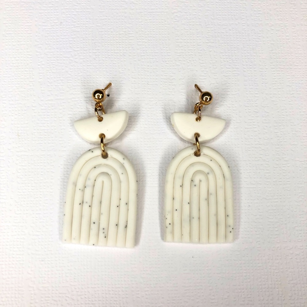 Clay Earrings White